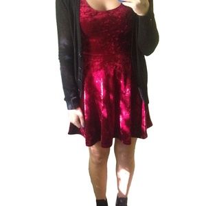 Forever 21 | Velvet Maroon Dress | Skater Fit and Flare Dress